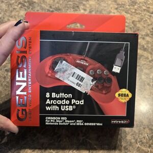 Mando USB Sega‎ Megadrive rojo transparente licenciado Sega Retro-bit